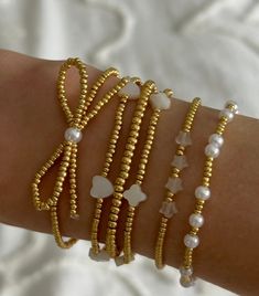 -stretchy bracelet Evry Jewels, Women's Office, Gold Bead Bracelet, Invisible String, Beaded Bow, Long Blazer Jacket, Preppy Jewelry, Wrist Jewelry, Bow Bracelet