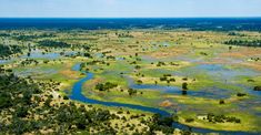 an aerial view of the plains and river