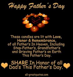 happy father's day card with candles in the shape of a heart on black background