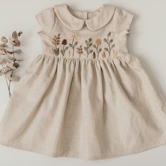 Beige Linen Dress, Dress For Baby Girl, Baby Birthday Dress, Baby Mode, Occasion Outfit, Delicate Clothes, Dress For Baby, Toddler Flower Girl Dresses, Creative Idea