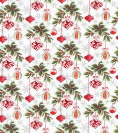 a white background with red and green ornaments