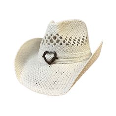 White Cowboy Hat with Heart Accent R50 Wire brim on edge making it shapeable to your desire One size fits most- elastic sweatband inside Material: Fine Toyo Straw Bling Jacket, White Cowboy Hat, Boys Cowboy Boots, Girl Cowboy Boots, Lucchese Boots, Twisted X Boots, Western Cowboy Hats, Slack Pants, Grey Long Sleeve Shirt