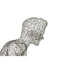 a black and white drawing of a person's head with lines in the shape of a human body