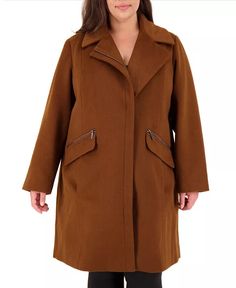 New Vince Camuto Plus Size Asymmetrical Coat 1X Cognac M0214 Approx. length: 36" from center back to hem Notched collar; asymmetrical zipper closure at front Zipper pockets at front Lined Shell (black): wool/polyester/nylon/acrylic/rayon; shell (cognac): polyester/wool/acrylic/rayon/nylon; lining: polyester Dry clean Imported Shipping & Returns Shipping is usually within 24 hours of purchase (M-F).  We use Priority mail, first class with tracking provided. Returns accepted for 30 days.  We sell Asymmetrical Coat, Plus Size Belts, Coat Plus Size, Hooded Faux, Plus Size Outerwear, Plus Size Coats, Hooded Raincoat, Belted Trench Coat, Quilted Coat