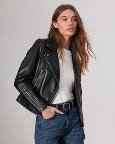 Buy Mack Leather Jacket for USD 995.00 | rag & bone Womens Leather Jacket Outfit, Fall Thrift, 2024 Clothes, Black Motorcycle Jacket, Bike Jacket, Classic Leather Jacket, Jacket Outfit Women, Hand Wax, Winter Capsule