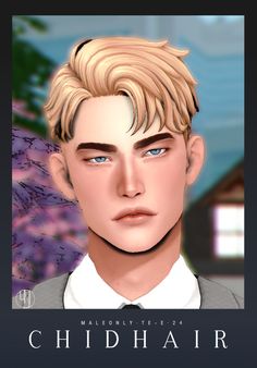 an animated image of a young man with blonde hair and blue eyes wearing a suit