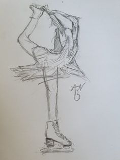 a pencil drawing of a ballerina dancer