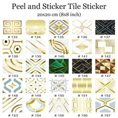 the different types of metallic stickers in gold, silver and white colors with text that reads