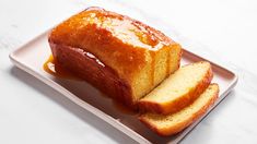 a loaf of pound cake sitting on top of a plate