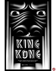 the poster for king kong is shown in black and white