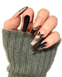 Dark Butterfly Nails, Dark Butterfly, Don't Leave Me, Black Acrylic Nails, Nails Press, Goth Nails, Matte Nails Design