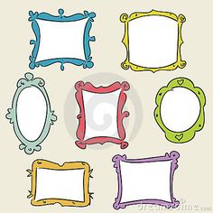 six colorful frames with hearts on them