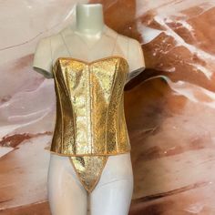 Plus Size 6xl 2 Piece Corset Lace On Back Gold Fitted Sleeveless Corset, Fitted Gold Sets For Summer, Gold Corset, Shapewear Slip, Bustier Lingerie, Set Plus Size, Mesh Corset, Floral Corset, Cami Bodysuit