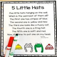 five little hats worksheet with two markers