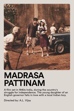 an advertisement for the film madrasa patinam, with people standing around