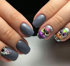 @inspirational_nail_designs • Instagram photos and videos #shortnails #naildesign #nailsaddict #manicure #graynails #hotnails #nokti #ногти #nails #cuie #钉子 #ongles  #nagels #Nägel #νύχια #unghie #nechty #Tırnakların #körmök #손톱 #negler #paznokcie #nohti #naglar #kynnet #釘子 #Dīngzi #negle #nailart Summer Short Nail Designs, Owl Nail Designs, Owl Nail Art, Bird Nail Art, Nail Designs For Summer, Owl Nails, Nail Appliques, Designs For Short Nails, Animal Nail Art