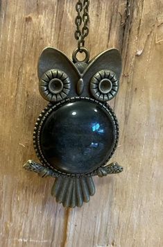 Symbolic Black Brass Necklace, Mystical Bronze Necklace For Gift, Black Brass Amulet Jewelry, Black Crystal Necklace, Golden Obsidian, Obsidian Jewelry, Obsidian Necklace, Deer Park, Owl Necklace