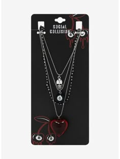 Social Collision 8 Ball Skull Heart Necklace Set Beaded Flower Necklace, Emo Accessories, Edgy Jewelry, Punk Accessories, The Baddest, Dope Jewelry, 8 Ball, Fantasy Jewelry, Jewelry Inspo