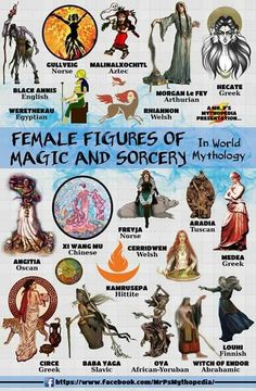 an advertisement for the female figures of magic and sorcen mythology