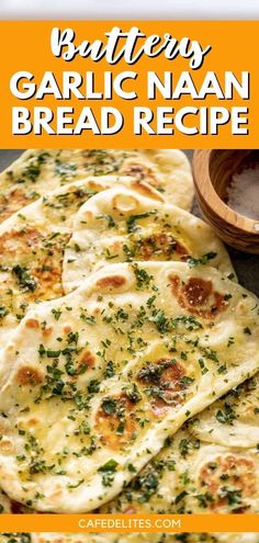 garlic naan bread recipe with text overlay