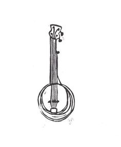 a black and white drawing of a ukulele