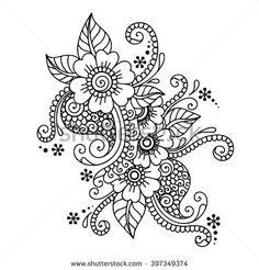 black and white drawing of flowers with leaves on a white background stock photo, images and royalty