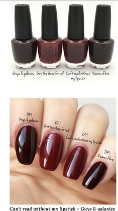 Opi Autumn Colours, Cherry Mocha Nails Opi, Opi Cherry Mocha, Opi Nail Polish Colors Winter 2023, Opi Wine Colors, Dark Autumn Nails Colour, Opi Dark Colors, Oxblood Nail Polish, Mulberry Nails