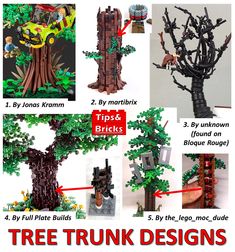 the instructions for building a tree trunk with legos and other things to make it look like