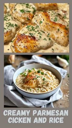 chicken and rice casserole with creamy parmesan sauce