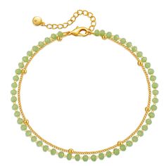 PRICES MAY VARY. Metal Type: Copper Material: Yellow Gold Elegant Green Anklets For Gift, Elegant Green Anklet For Gifts, Green Gemstone Bracelet, Beaded Ankle Bracelets, Beaded Ankle, Elegant Color, Gold And Green, Green Beads, Copper Material