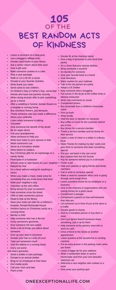 a pink poster with the words best random acts of kindness written in purple on it