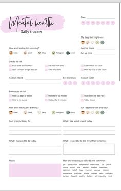 a printable worksheet for mental health