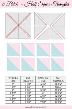 the instructions for how to make an origami quilt with different shapes and sizes