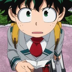 an anime character wearing a suit and tie with his eyes wide open, staring at the camera