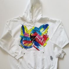 **Nwot** Coloful Skull Hoodie Display Creative Expressions. Hoodie Color: White Hand Painted By Shake Lacrosse Hoodie, Feminist Sweatshirt, Band Hoodies, Red Crewneck, Skull Hoodie, Collared Sweatshirt, Green Hoodie, White Hand, Hoodies Men Pullover