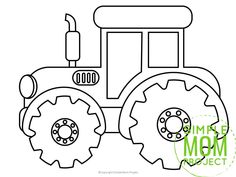 a drawing of a tractor with gears on it's front wheel and the word mom project