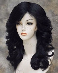 "~We mainly sale our wigs to cancer and alopecia patients. Therefore, we do not accept any returns on wigs. Please choose wisely and ask all questions before making your purchase/purchases. All sales on wigs are final. Thank you in advance for your consideration.~ WIG SPECIFICS TYPE: Classic cap wig MATERIAL: Synthetic LENGTH: approx. 19\" Stretched CAP SIZE: Average ~Fits 21.5\"-22.5\" in head circumference CAP ADJUSTABLE: Yes SPECIAL FEATURES: Loose open curls, layered, Full Bangs, Feathered S Full Volume Blowout, 70s Farrah Fawcett, Bangs Feathered, Feather Haircut, Open Curls, 80s Wig, Black 70s, Dark Makeup Looks, High Fashion Hair