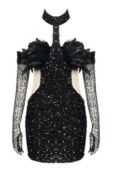 Halter Feather Sequin Dress Black DESIGN: Color: Black HalternecK Sleeveless Feather detail Sequined Mesh insert Gloves Concealed zipper at back Body sculpting design Stretch Type: Stretchy Gentle Dry Clean Only Length: Mini MATERIAL: Polyester + Cotton + Spandex High elasticity for a better fit. Delicate sewing and hemming by durable needle lockstitch machine. YKK zipper (known as the most durable and reliable zippers manufactured today). To maintain the beauty of your garment, please follow the care instructions on the attached label. Colour may vary due to lighting on images. The product images (without model) are closest to the true colour of the item.     * Order one size up for a relaxed fit. * Pay special attention on measurements to ensure proper fit. * If you are be Feather Dress Short, Early Spring Outfits Casual, Summer Chic Outfit, Sequin Dress Black, Summer Business Casual Outfits, Halter Dresses, Spring Wedding Guest Dress, Dresses Sequin, Date Outfit Summer