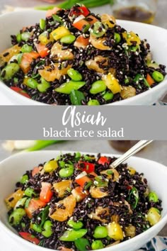 Black Rice Recipe Healthy, Black Rice Recipe Side Dishes, Black Rice Salad Recipes, Black Rice Recipe Dinners, Cold Rice Salad Recipes, Red Rice Salad