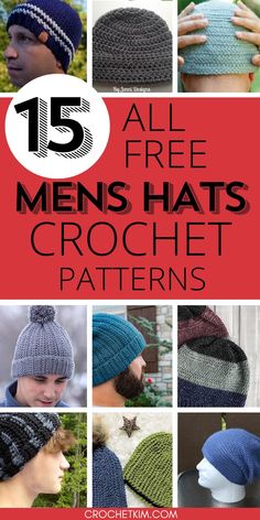 the 15 free men's hats crochet patterns are featured in this article