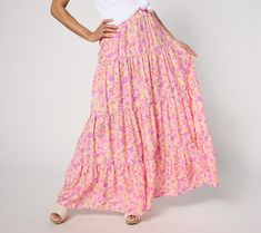 Is it a skirt kind of day? This free-spired tiered design says Y-E-S! Lovely for warm-weather coffee dates, evening theatre, and family photo ops. From Peace Love World. Colorful Maxi Skirt, Cute Long Skirts, Closet Revamp, Granola Aesthetic, Teaching Outfits, Coffee Dates, Girl Dinner, Senior Picture Outfits, School Clothes