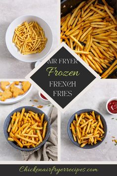 air fryer frozen french fries in a bowl