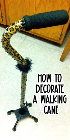 a cat scratching post with the words how to decorate a walking cane