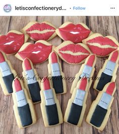 decorated cookies with lipstick and kisses on them