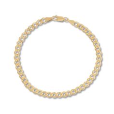 Substantial and stylish, this 8.5-inch curb chain bracelet for her brings distinction to any outfit and pairs elegantly with other bracelets (sold separately). Crafted of 14K yellow gold, the chain secures with a lobster clasp and is approximately 4.95mm in width Classic Cuban Link Gold Chain Bracelet For Everyday, Classic Cuban Link Bracelet With Oval Links As Gift, Classic Cuban Link Bracelet With Oval Links For Gifts, Classic Cuban Link Bracelet With Curb Chain For Everyday, Classic Cuban Link Bracelet, Tarnish Resistant, Classic Curb Chain Bracelet, Gold Curb Chain Bracelet With Oval Links, Classic Chain Link Gold Bracelet, Tarnish Resistant, Modern 14k Gold Curb Chain Bracelet