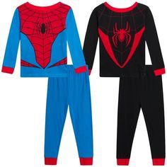 Introducing the Marvel Boys' Pajamas, the ultimate sleepwear for little superheroes! This adorable set includes two long sleeve tops and two pairs of pajama pants boys will love, all featuring vibrant Spiderman graphics. Made from 100% soft cotton, this pj set ensures comfort and breathability, perfect for cozy nights. The snug fit design meets safety standards, making it ideal for toddler boys pajamas and kids pajamas alike. With options for toddler pjs, kids summer pajamas, and boys' cotton pajama pants, this versatile set is a must-have in boys clothes. Easy to care for and durable, these pajamas for kids make bedtime fun and safe. Get your kids clothes boys will adore and watch them transform into their favorite superhero every night! Size: 10.  Color: Multicolor.  Gender: male. Spiderman Halloween Costume, Spiderman Halloween, Pajamas For Kids, Cotton Pajama Pants, Summer Pajamas, Kids Clothes Boys, Top Pants Set, Boys Pajamas, Boys Clothes