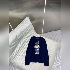 Polo Ralph Lauren Women’s Blue Navy Teddy Bear Jumper Brand New With Tags Size S Designer Blue Long Sleeve Top, Luxury Blue Long Sleeve Tops, Designer Blue Crew Neck Top, Ralph Lauren Bear Sweater, Ralph Lauren Bear, Bear Sweater, Polo Ralph Lauren Sweater, Polo Ralph Lauren Women, Ralph Lauren Women