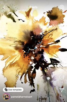 an image of watercolor flowers on the phone screen