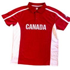 Brand New With Tags Canada Weathergear Canada Mens Polo Shirt. Size L/G. Authentic Heritage Sportswear! 100% Polyester. Show Your Canada Spirit! Pit To Pit: 21.5" Sleeve: 8.25" Collar To Bottom Front: 25" Casual Red Polo Shirt For Sports, Classic Red Polo Collar Top, Red Cotton Polo Shirt With Graphic Print, Red Collared Polo Shirt For Sports, Nike West, Canada Shirt, Rugby Shorts, Classic Red Polo Collar T-shirt, Mens Polo Shirt