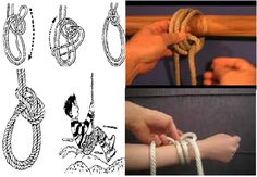 two images show how to tie a rope around an object